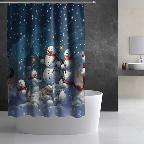 Шторка для ванной Снежный бой / 3D-принт – фото 2