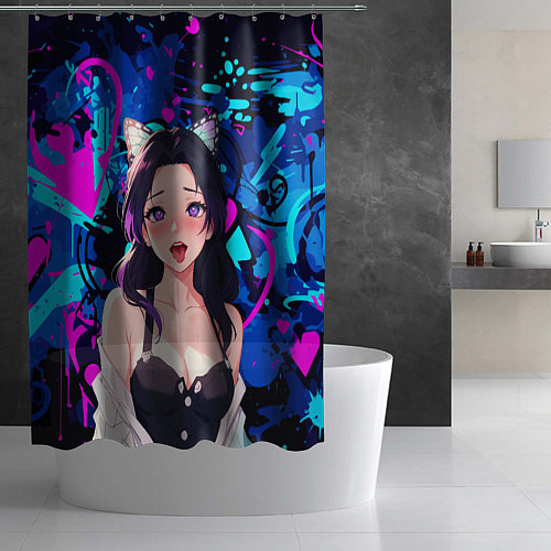 Шторка для ванной Шинобу ахегао / 3D-принт – фото 2