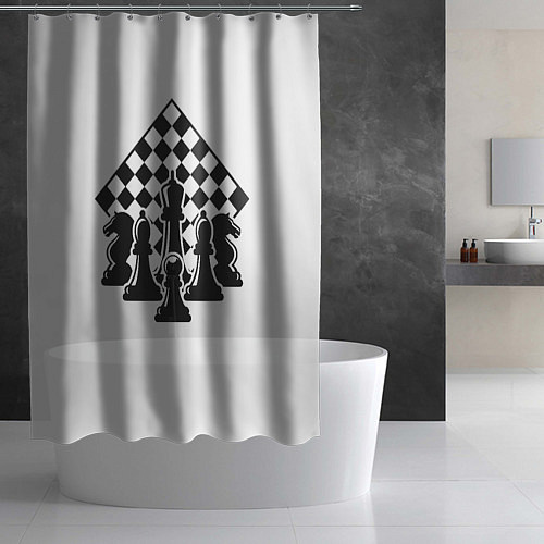 Шторка для ванной Шахматная доска и фигуры / 3D-принт – фото 2