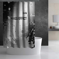 Шторка для душа Mass Effect glitch на светлом фоне посередине, цвет: 3D-принт — фото 2
