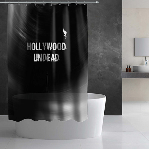 Шторка для ванной Hollywood Undead glitch на темном фоне посередине / 3D-принт – фото 2