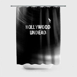 Шторка для душа Hollywood Undead glitch на темном фоне посередине, цвет: 3D-принт