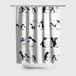 Шторка для душа Семейство пингвинов на прогулке, цвет: 3D-принт