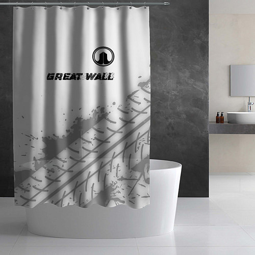Шторка для ванной Great Wall speed на светлом фоне со следами шин по / 3D-принт – фото 2