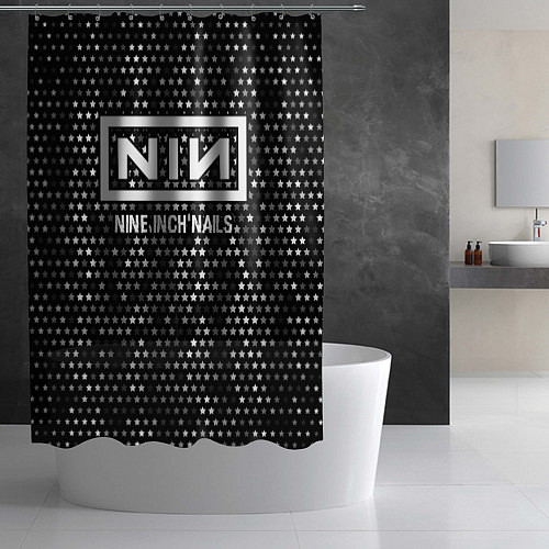 Шторка для ванной Nine Inch Nails glitch на темном фоне / 3D-принт – фото 2