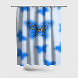 Шторка для душа Y2K blue butterfly, цвет: 3D-принт