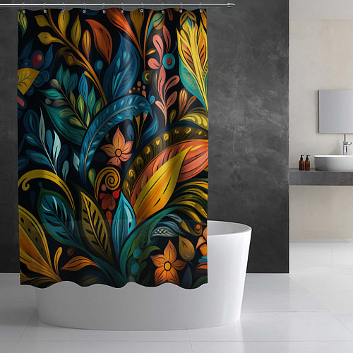 Шторка для ванной Растительный узор в бразильском стиле / 3D-принт – фото 2