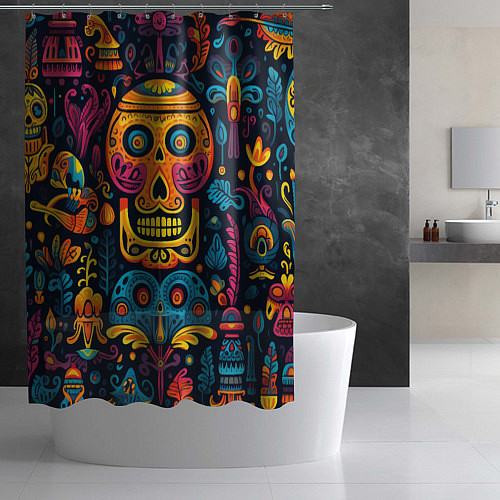 Шторка для ванной Узор в мексиканском стиле / 3D-принт – фото 2