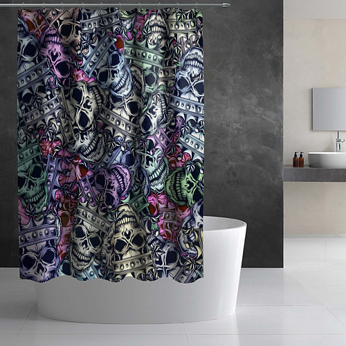 Шторка для ванной Черепа с короной паттерн / 3D-принт – фото 2