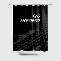 Шторка для душа Infiniti speed на темном фоне со следами шин посер, цвет: 3D-принт