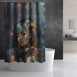 Шторка для душа Прекрасная кибернетическая девушка, цвет: 3D-принт — фото 2