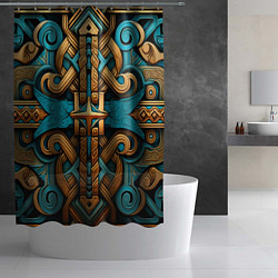 Шторка для душа Орнамент в норвежском стиле, цвет: 3D-принт — фото 2
