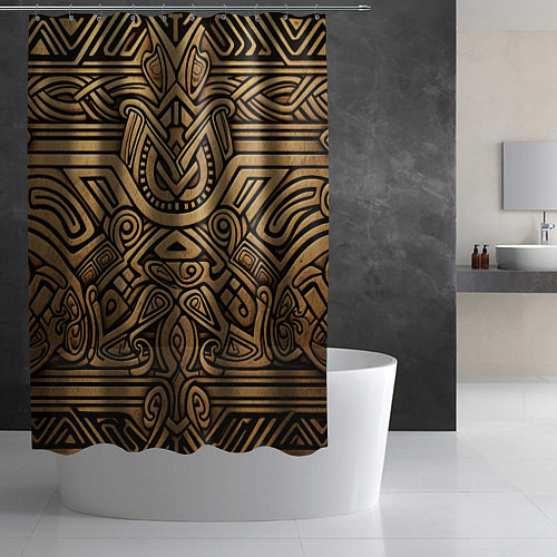Шторка для ванной Орнамент в стиле викингов / 3D-принт – фото 2