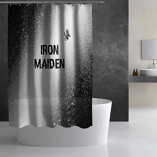 Шторка для ванной Iron Maiden glitch на светлом фоне посередине / 3D-принт – фото 2