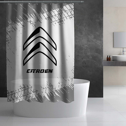 Шторка для ванной Citroen speed на светлом фоне со следами шин / 3D-принт – фото 2