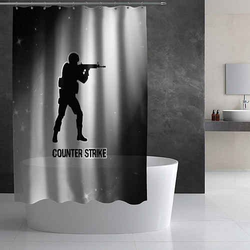Шторка для ванной Counter Strike glitch на светлом фоне / 3D-принт – фото 2