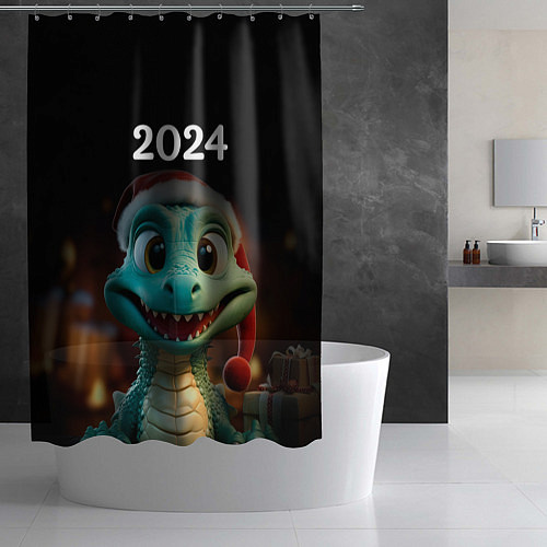Шторка для ванной Дракон символ года 2024 / 3D-принт – фото 2