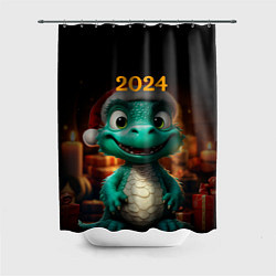 Шторка для душа Зеленый дракон 2024, цвет: 3D-принт