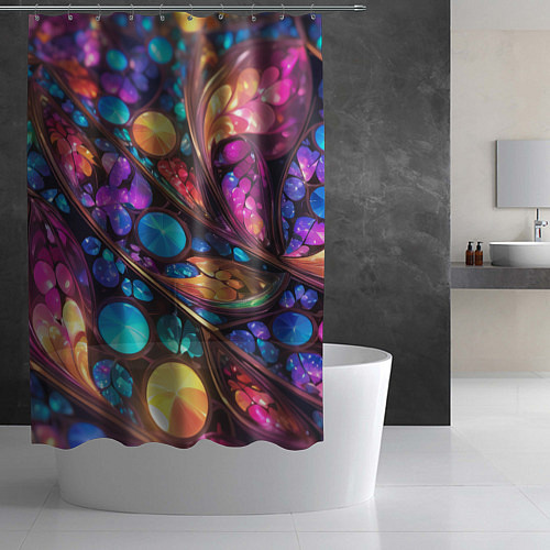 Шторка для ванной Яркий абстрактный фрактальный узор / 3D-принт – фото 2