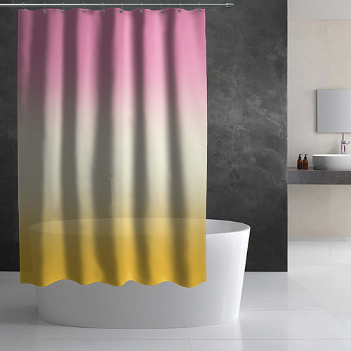 Шторка для ванной Розовый бежевый желтый градиент / 3D-принт – фото 2