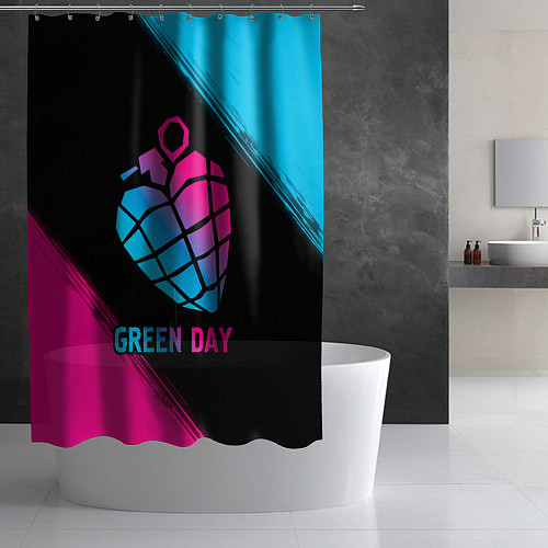 Шторка для ванной Green Day - neon gradient / 3D-принт – фото 2