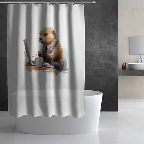 Шторка для ванной Выдра за компьютером / 3D-принт – фото 2