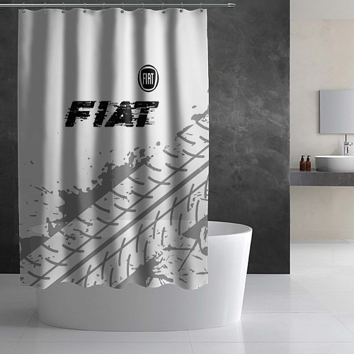 Шторка для ванной Fiat speed на светлом фоне со следами шин посереди / 3D-принт – фото 2