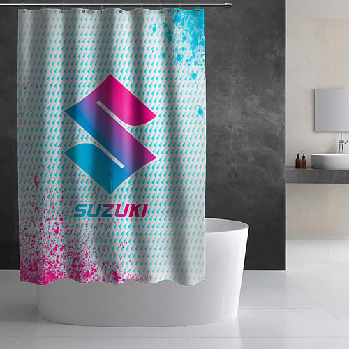 Шторка для ванной Suzuki neon gradient style / 3D-принт – фото 2
