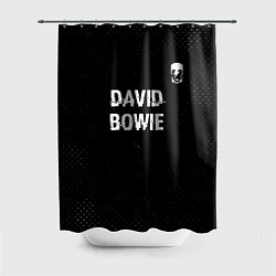 Шторка для душа David Bowie glitch на темном фоне посередине, цвет: 3D-принт