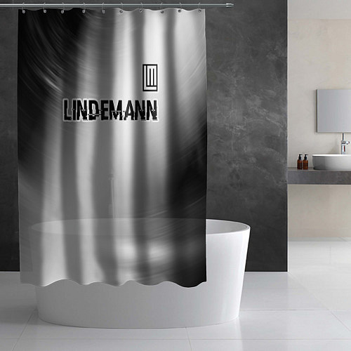Шторка для ванной Lindemann glitch на светлом фоне посередине / 3D-принт – фото 2