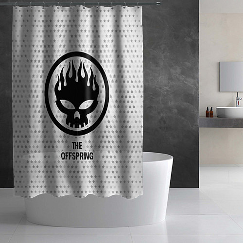 Шторка для ванной The Offspring glitch на светлом фоне / 3D-принт – фото 2