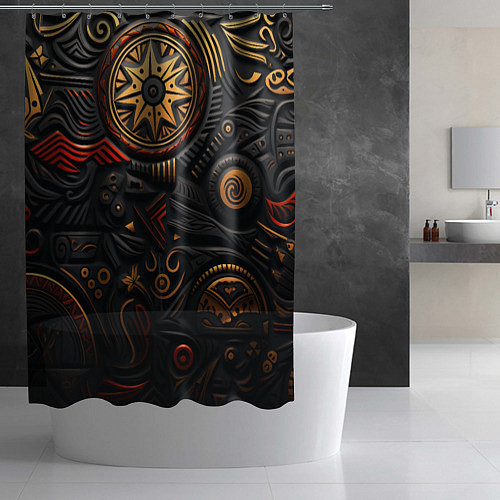 Шторка для ванной Абстрактный узор в славянской стилистике / 3D-принт – фото 2