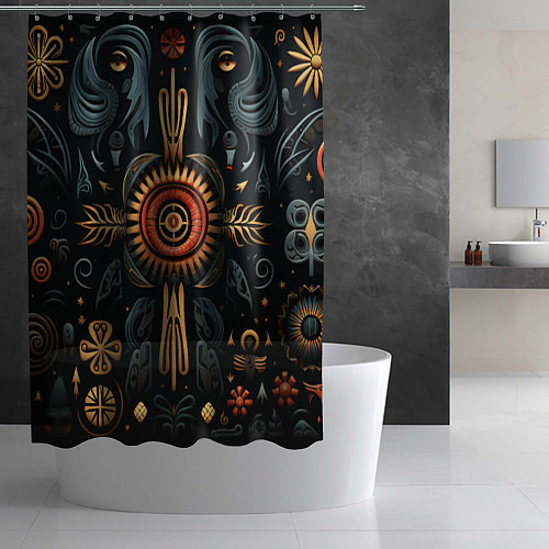 Шторка для ванной Паттерн в славянской стилистике / 3D-принт – фото 2