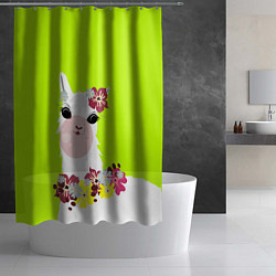 Шторка для душа Лама - альпака в венке, цвет: 3D-принт — фото 2