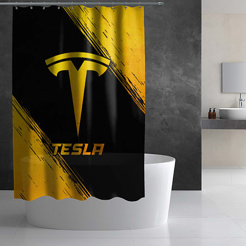 Шторка для ванной Tesla - gold gradient / 3D-принт – фото 2