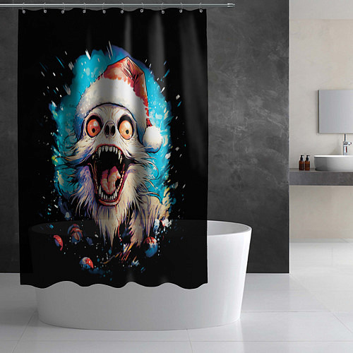 Шторка для ванной Санта Клаус собака монстр / 3D-принт – фото 2