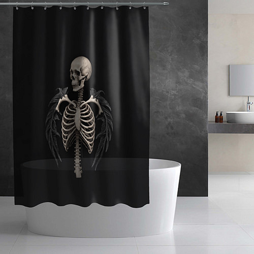 Шторка для ванной Необычный скелет с крыльями / 3D-принт – фото 2