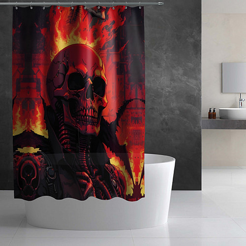 Шторка для ванной Череп в огне / 3D-принт – фото 2