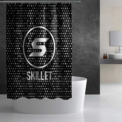 Шторка для душа Skillet glitch на темном фоне, цвет: 3D-принт — фото 2