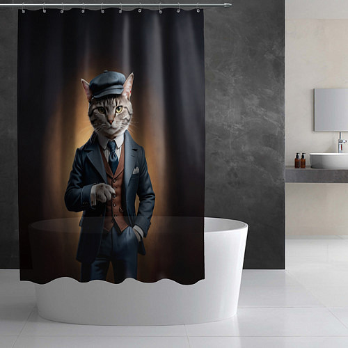 Шторка для ванной Кот в стиле Томаса Шелби - Острые козырьки / 3D-принт – фото 2
