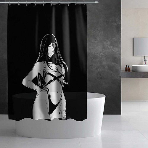 Шторка для ванной Унохана на черном фоне / 3D-принт – фото 2