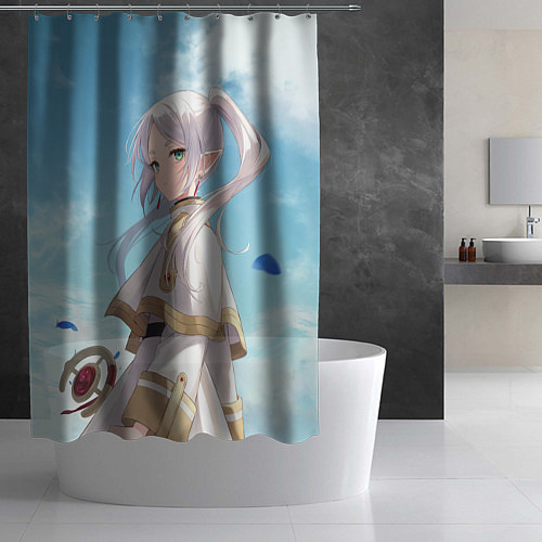 Шторка для ванной Фрирен и небо - эльфийка / 3D-принт – фото 2