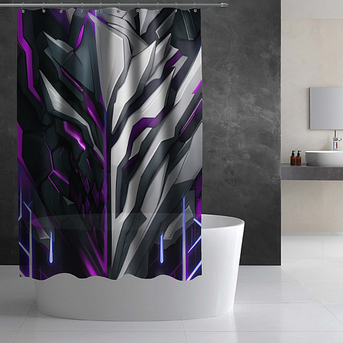 Шторка для ванной Броня адская и райская фиолетовая / 3D-принт – фото 2