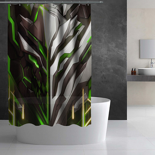 Шторка для ванной Броня адская и райская зелёная / 3D-принт – фото 2