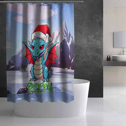 Шторка для ванной Символ года дракон 2024 / 3D-принт – фото 2
