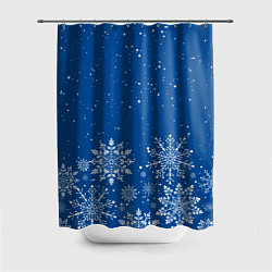 Шторка для душа Текстура снежинок на синем фоне, цвет: 3D-принт