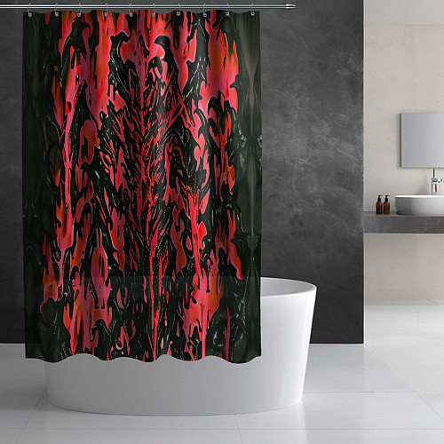 Шторка для ванной Демонический доспех красный / 3D-принт – фото 2