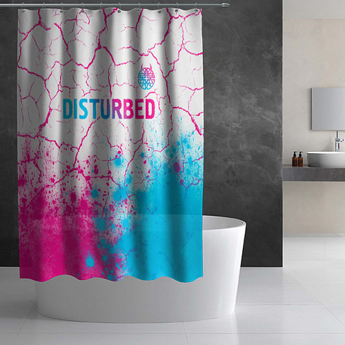 Шторка для ванной Disturbed neon gradient style посередине / 3D-принт – фото 2