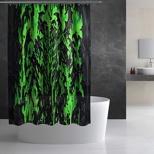 Шторка для ванной Демонический доспех зелёный / 3D-принт – фото 2