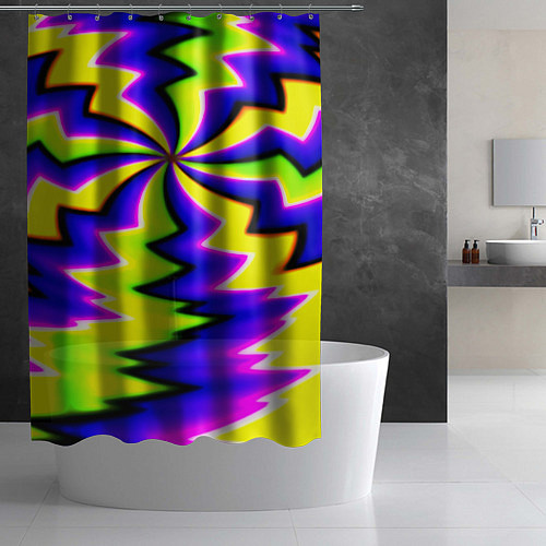 Шторка для ванной Неоновая фрактальная абстракция / 3D-принт – фото 2